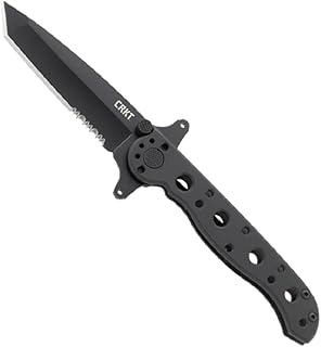 CRKT M16-10KSF EDC Folding Pocket Knife: Special Forces Everyday Carry, Black Serrated Edge Blade, Tanto, Frame Lock, Dual Hilt, Stainless Steel Handle, Reversible Pocket Clip