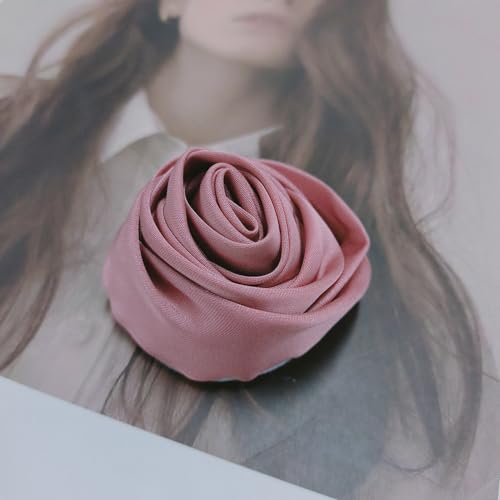 Image of Fabric Rose Flower Brooch Pin for Women Girls Elegant Camellias Clip Corsage Jewelry Wedding Party Dance Banquet Pins for Lady Shirt Collar Clothing Accessories Brooches Fashion Silk Gifts Celebration Favors
