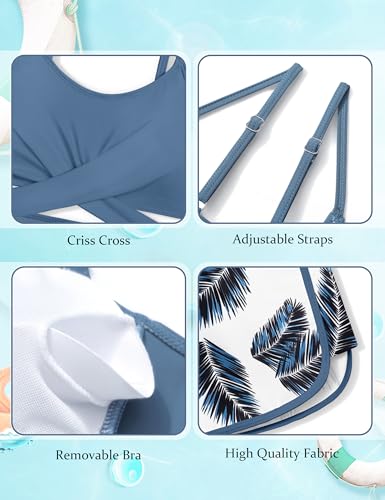 Image of Girls Swimsuit 3 Piece Bathing Suit Criss Cross Bikini Set Girls' Swimwear with Shorts 7-16T