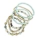 RIAH FASHION Bohemian Beaded Multi Layer Versatile Statement Bracelets - Natural Stone Stackable Stretch Strand Bangles (Amazonite)