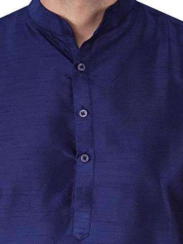 Image of HUZUR Men's Silk Solid Straight Long Kurta Pyjama Set| Ethnic Wear