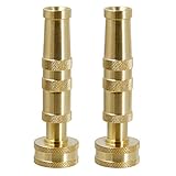ATDAWN Brass Hose Nozzle, Heavy-Duty Brass Adjustable Twist Hose Nozzle, 2 Pack (4')