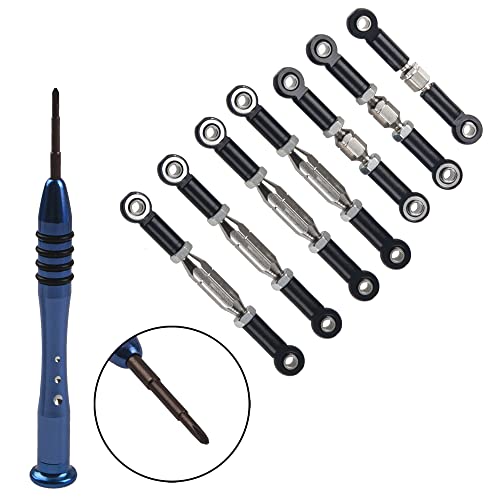 Share Goo HS345 Sharegoo Aluminum Turnbuckle Pull Rod Steering Linkages Arm Tie Rod Ends Servo Link Rod With Screwdriver Compatible With Wltoys 144001 1/14 Rc Car Buggy,Black thumb #5
