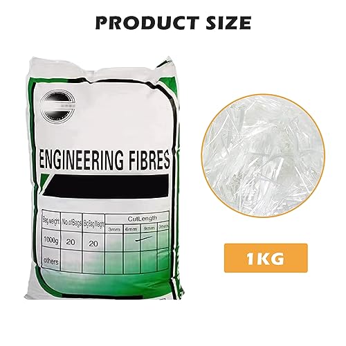1 Kg Polypropylen Faser, Polyfasern für Beton, Mörtel, Gips, Zementmörtel, Polypropylenfasern Verstärkung und Widerstand, Verhindert Rissbildung Reduziert Schrumpfung, Homogene Verteilung der Mischung