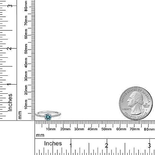 Gem Stone King 5MM Round Gemstone Birthstone and White Lab Grown Diamond Engagement Ring | 925 Sterling Silver | Wedding Anniversary Promise Ring For Women | Available In Size 5, 6, 7, 8, 93