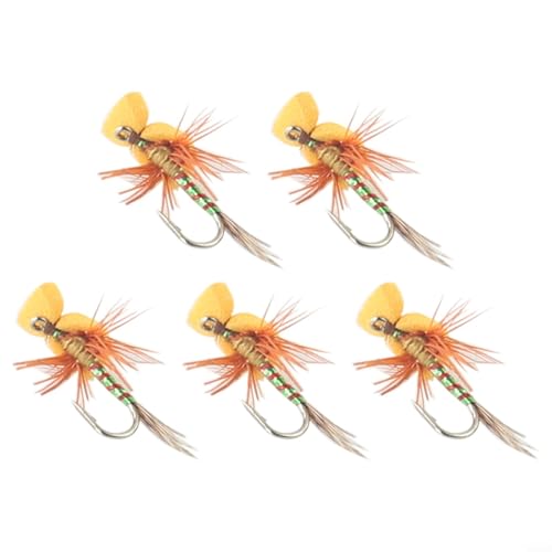 5X Yellow Green Fly Fishing Bait, Floating Dry Fly Lure with High Carbon Steel Hook and Foam Strap for Trout, Salmon, Bass, （Yellow）