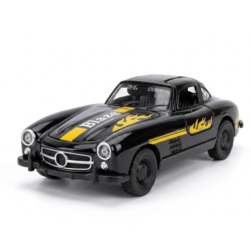 Image of SHAKTISM Die Cast Metal Toy Cars Set - 1:43 Scale Pull Back Action Cars with Open Doors, 4 Model Designs, Mini Vintage Car Collection for Kids Boys Girls, Gift Toy (Black Diecast Model)