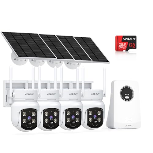 Image of Solar Security Cameras Wireless Outdoor, 4MP Solar Powered Home Security Camera System with 10CH NVR, 128G Local Recording, Color Night Vision, 2.4G & 5GHz WiFi, 360 Pan & Tilt, 4 Cam Kit