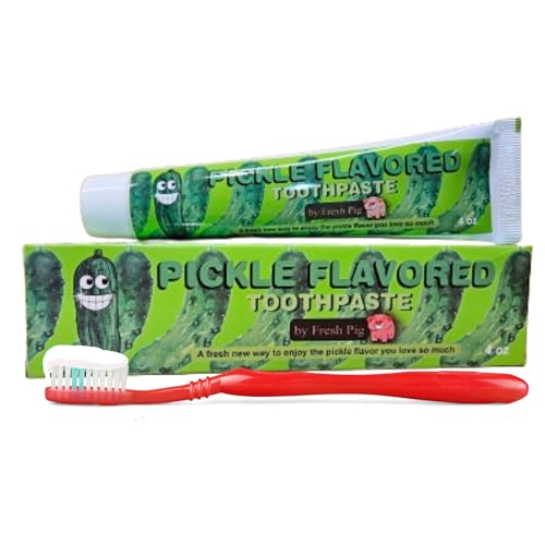 Fresh Pig Pickle Flavored Toothpaste - Funny Pickle Gifts for Pickle Lovers, Dill Pickle Flavor Gag Gift for Women and Men who Love Pickles, Green