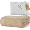 Threadmill Luxury 100% algodón Manta tamaño Queen diseño espina de pescado, Beige miniatura 2