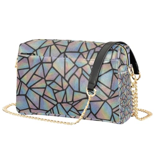Sac à bandoulière femme triangles arc-en-ciel pochette motif géométrique coloré chic