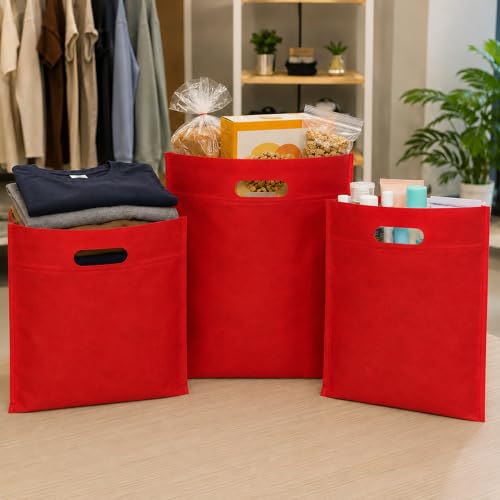 Image of V4L D-Cut Cloth Carry, Handle, Shopping, Daily Use, Gift (PACK OF 50) (RED, 10X14)