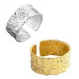 anillo plata ancho con perla Anillo suave y cómodo: perfecto sin bordes afilados, este es un anillo ancho de casi 0,37 pulgadas, por lo que te recomendamos que elijas medio o completo más grande que tu talla normal para garantizar el mejor ajuste. Cada anillo se puede ajustar a medio tamaño arriba o abajo.