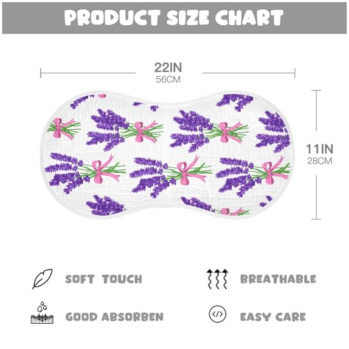 xigua Floral Lavender Muslin Baby Burp Cloths Set of 1, Super Soft & Absorbent Burping Rags, Cotton Burp Clothes Shower Gift for Newborn, Baby Girls and Boys4