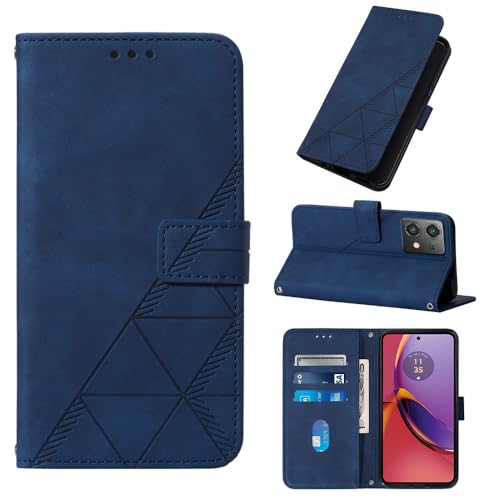 Asdsinfor Motorola Moto G54 Phone Case,Moto G54 PU Leather Wallet Case,Credit Cards Holder Kickstand Shockproof Flip Magnetic Protection Cover for Moto G54 Blue YBS