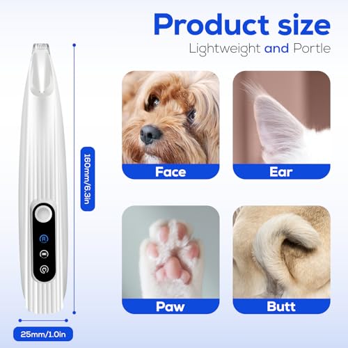 Pfotentrimmer für Hunde,USB Wiederaufladbar Hundeschermaschine Leise Hundepfoten Trimmer Pro Hundetrimmer mit Led-Licht Trimmer Hundepfoten für Hunde