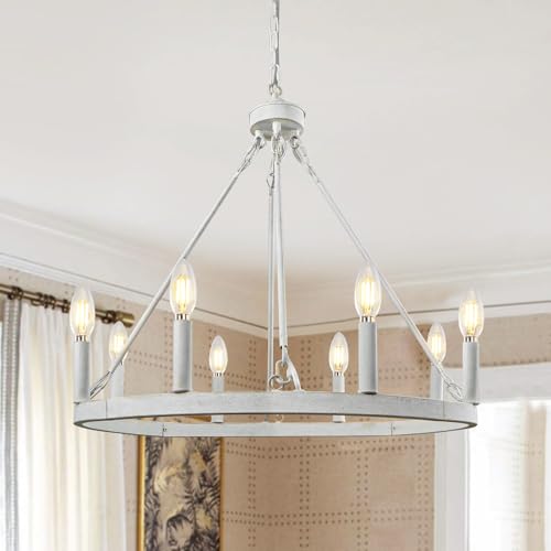 KMaiPem White Wagon Wheel Chandelier