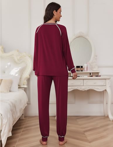 Image of Ekouaer Pajamas Set for Women Soft Comfy Pjs Sets Long Sleeve Sleepwear Loungewear S-XXL