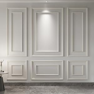 Art3d Premade Bilinear Frame Accent Molding Set, Pre-Cut Decorative Wainscoting Panel for Home Décor, Ready-to-Assemble Glue-On Wall Trim for Living Room Bedroom Corridor, 6 Separate Bilinear Frame