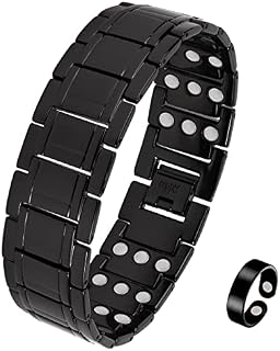 Jecanori 3X Ultra Strength Copper Magnetic Bracelet for Men.Men's Copper Bracelet with 57 Magnets(3500 Gauss).Adjustable Wristband Brazaletes with Free Adjustment Tool and Jewelry Gift Box (Black)