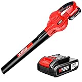 Cordless Leaf Blower, Voltkore Upgraded 20V Battery Powered Leaf Blower, Strong Wind Snow Blower, Lightweight Low Noise Electric Leaf Blower for Blowing Leaves, Snow...(with Battery & Quick Charger)