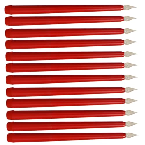 Velas LED cónicas con cuerpo rojo intenso juego de 12 luces eléctricas de ambiente