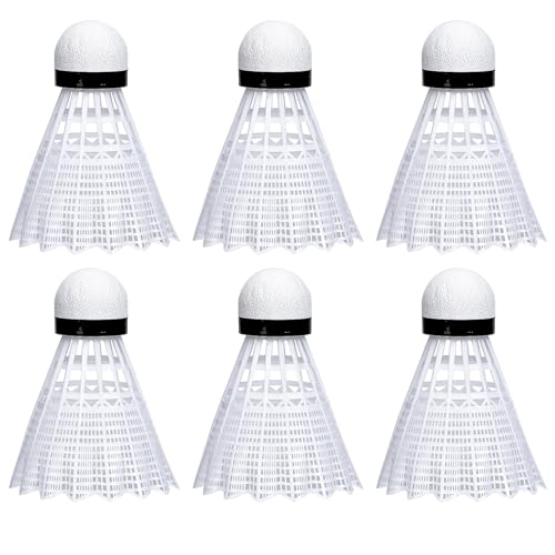XIZAO Balones de bádminton de nailon de bádminton resistentes y duraderos, de plástico, para entrenamiento al aire libre e interior, 6 unidades