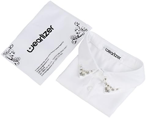 Wearlizer Women's Fake Half Shirt Blouse Collar Detachable Collar with Pearl and Rhinestone White