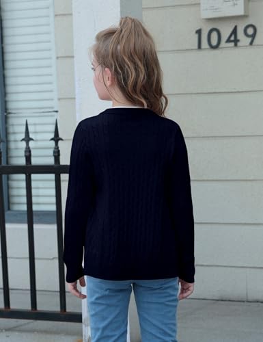 Girls Cardigan Long Sleeve Button Front Sweater Toddler Kids Knit School Uniforms Sweaters with Pockets 3-12 Years