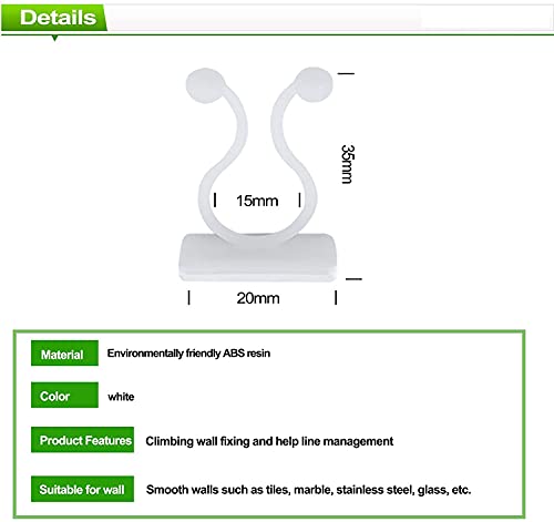 DELFINO Invisible Plant Wall Climbing Fixing Clips, Self-Adhesive Wall Rattan Fixing Device Sticky Hook Plant Support Binding Clip Vines Holder Garden Ties Plant Clips for Home Garden (50pcs, White M)
