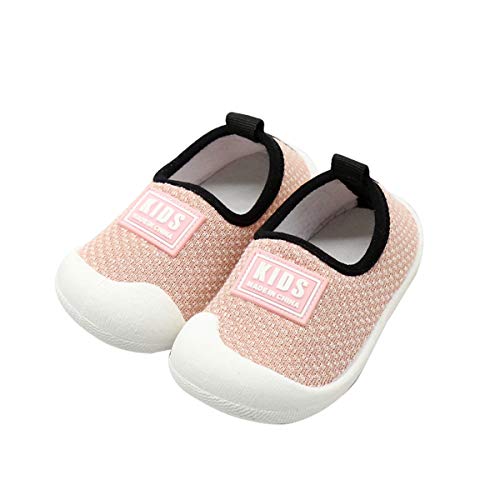 DEBAIJIA Zapatos para niños 0-3T Bebé Caminar Zapatillas Color Sólido Suela Suave Malla Ligero Transpirable 18/19 EU Rosa (Tamaño Etiqueta 17)