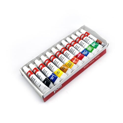 Image of polo Student Watercolor Paint Set - 12 Vibrant Color Tubes | Non-Toxic Watercolours for Beginners, Students & Artists | Ideal for School & Hobby Projects