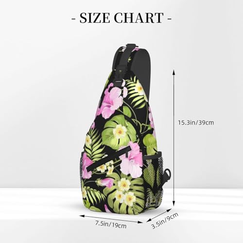 Hawaiian Flower Sling Backpack Sling Bag for Women Men Travel Hiking Chest Bag Daypack for Travel Sport Running3
