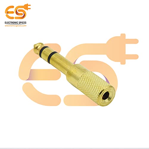 Image of Electronic Spices Mono 6.35mm male to 3.5mm female Golden color audio connectors pack of 2pcs