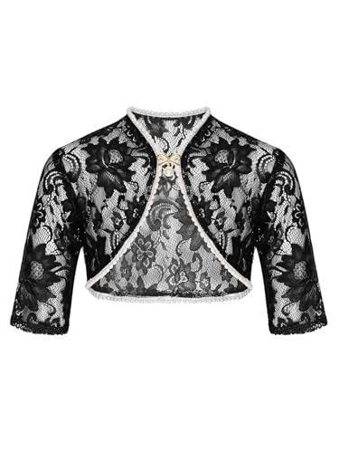 Sywiyi Girls Cropped Cardigan Kids Floral Lace Bolero Half Sleeve Wedding Flower Girl Dress Shawl Shrug - Main Image