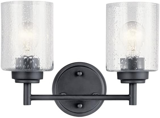 DYSMIO Wall Vanity Light - 3-Light Fixture with Crystal Clear Seeded Glass Shades - Modern Wall Sconce Lighting for Bathroom, Kitchen, Hallway, Home - with Mounting Hardware - Brushed Nickel