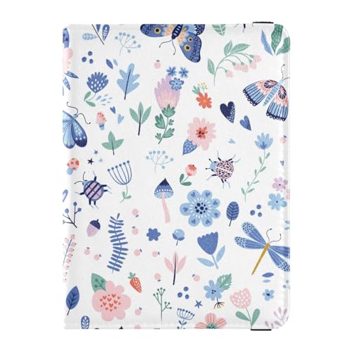 Custodia per passaporto per donne e uomini per da viaggio con blocco RFID fiori rustici e farfalle Farfalla Fiori Rust Taglia unica Casual