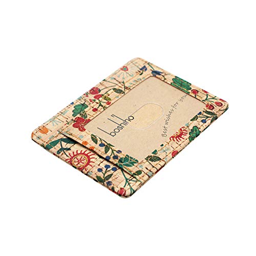boshiho Card Holder Wallet for Men Women Eco Friendly Slim Minimalist Front Pocket Wallet with 7 Cards Slots for Environmentalist, Travel, Daily Use, Gifts (02-Cork B)