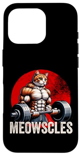 Funny Cat Meowscles W EGCgteBO LD j j̎q X}zP[X iPhone 16 Pro p
