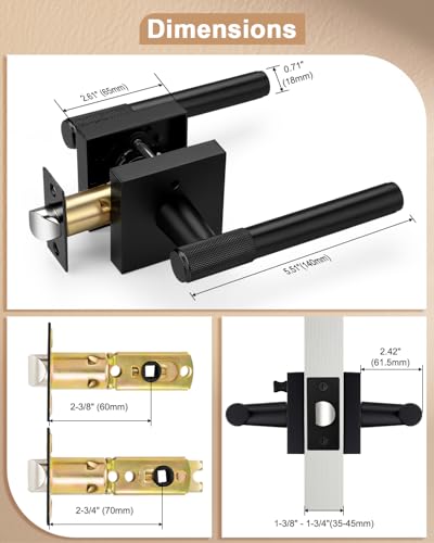 Poignée de porte intérieure moletée au design réversible carré - 7