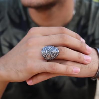 925K Sterling Oxidized 0.030 lbs, 0,98 x 1,18 Inch, Men Handmade Custom Super Hero Jewelry, Special Design Cool Ring