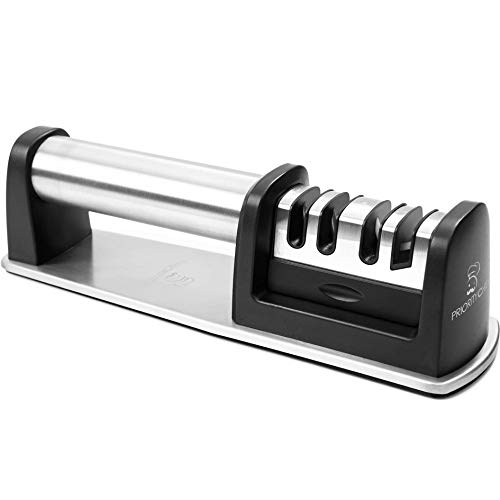 PriorityChef Kitchen Knife Sharpener, Professional Diamond Rods To Repair, Sharpen and Polish Your Knives, Cut-Resistant Glove Included