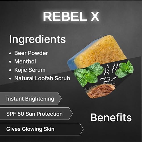 Image of Tru Hair & Skin Rebelx soap with natural Loofah - 100gm + SPF 50 Styling Cream - 50gm + Alpha Glow Instant Brightening Cream - 25ml