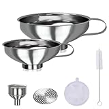 Yevior Canning Funnel for Filling Mason Jars - Wide Mouth Funnels for Kitchen Use Filling Bottles - Kitchen Gadgets Canning Supplies Kit - Stainless Steel - 5 Pack