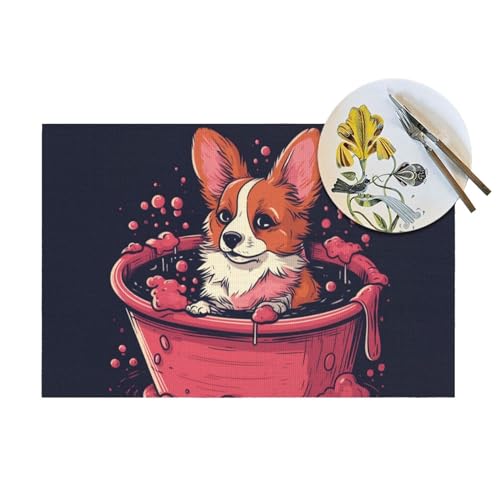 Set de table Corgi rose lavable pour protéger la table des enfants - 8