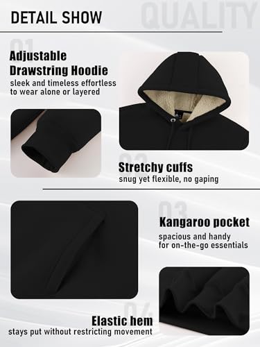 ZITY Men's Pullover Hoodie Sweatshirts Thick Sherpa Lined Kangaroo Pocket Winter Windproof Warm Fleece Hoodie Athletic4