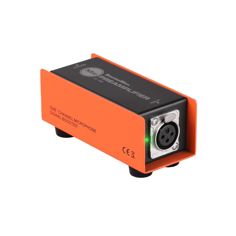 StudioMan Preamplificador de micrófono CL-100, entrada/salida XLR, naranja y negro
