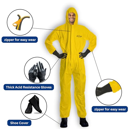Zimchado Professional Hazmat Suit Kit - Full Body hazmat suits disposable Coveralls with Hood & Reinforced Zipper Heavy Duty