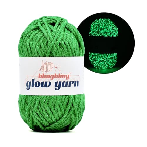BulingBuling Glow in The Dark Yarn - 100g/3.5oz DK #3 Light Weight, Beginner-Friendly Crochet & Knitting Supplies (Grass Green, 1 Pack)