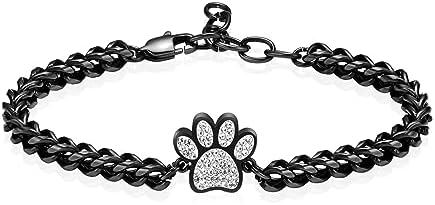 Urn Bracelet for Pets Ashes Pet Cremation Jewelry Stainless Steel Paw Print Pet Memorial Bracelet Pet/Dog’s/Cat’s Ashes Keepsake for Women Men